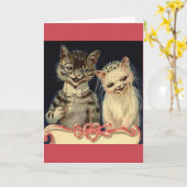 ヴィンテージ結婚・キャットのグリーティング・カード カード (黄色い花)