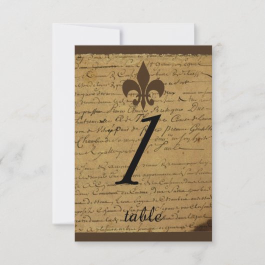 ヴィンテージ結婚（紋章の）フラ・ダ・リのテーブルカード 招待状 (正面)