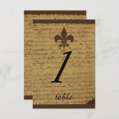 ヴィンテージ結婚（紋章の）フラ・ダ・リのテーブルカード 招待状 (正面/裏面)