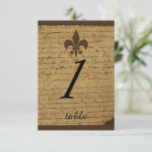 ヴィンテージ結婚（紋章の）フラ・ダ・リのテーブルカード 招待状 (スタンド正面)