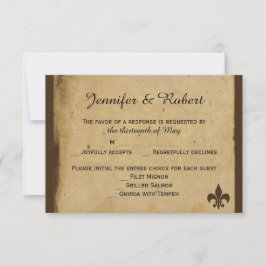 ヴィンテージ結婚(紋章の)フラ・ダ・リの応答カード 出欠カード