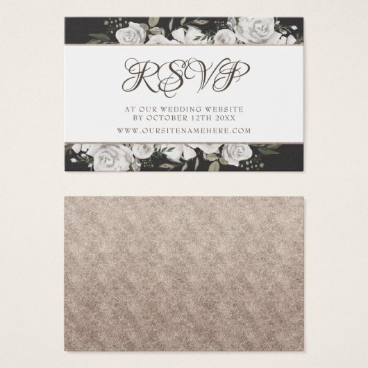 ヴィンテージ結婚CherishのWebサイトRSVPカードの挿入 (正面&裏面)