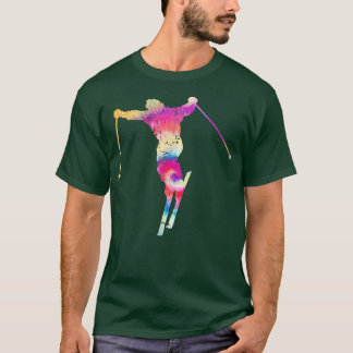 ヴィンテージ絞り染めスノースキーラバーグラフィックアートプリントS Tシャツ