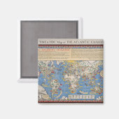 ヴィンテージ統一された国/大西洋憲章の地図 マグネット (正面/裏面)