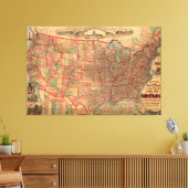 ヴィンテージ統一された州の地図(1883) キャンバスプリント (インサイチュ (リビング))