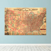 ヴィンテージ統一された州の地図(1883) キャンバスプリント (インサイチュ (ウッドフロア))
