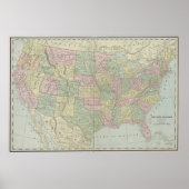ヴィンテージ統一された州の地図(1889) ポスター (正面)