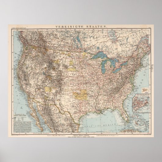 ヴィンテージ統一された州の地図(1898) ポスター (正面)