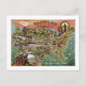 ヴィンテージ統一された州マップランブルトラベル ポストカード (正面)