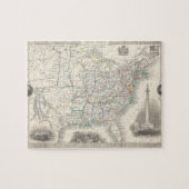 ヴィンテージ統一された州マップ(Tallis and Rapkin) ジグソーパズル (横)