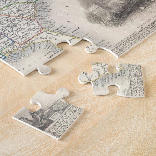 ヴィンテージ統一された州マップ(Tallis and Rapkin) ジグソーパズル (側面)