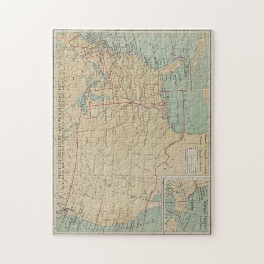 ヴィンテージ統一された州ライトハウスマップ(1898) ジグソーパズル (縦)