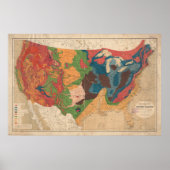 ヴィンテージ統一された州地質図(1872) ポスター (正面)