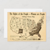 ヴィンテージ統一された州女性参政権の地図(1919年) ポストカード (正面/裏面)