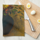 ヴィンテージ絵を描の山花 キッチンタオル (四つ折り)