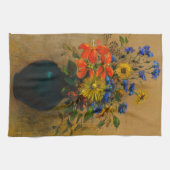 ヴィンテージ絵を描の山花 キッチンタオル (横)