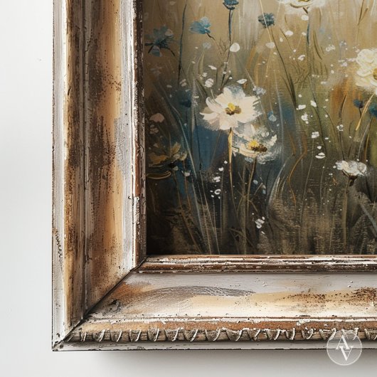 ヴィンテージ絵を描の柔らかい色調の花 ポスター