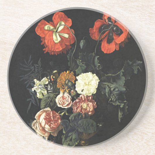 ヴィンテージ絵を描の花による静物詩 コースター (正面)