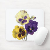 ヴィンテージ絵を描オールド紫色の黄色いパンジーの花 マウスパッド (マウス)
