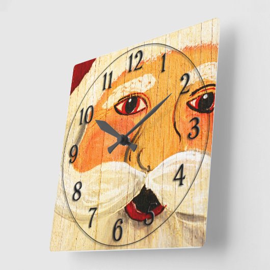 ヴィンテージ絵を描サンタ節顔風化 スクエア壁時計 (傾斜)