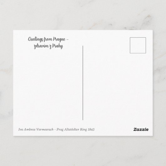 ヴィンテージ絵を描ズプラハシティビューチェコ ポストカード (裏面)