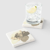 ヴィンテージ絵を描セピアバラ ストーンコースター (横)