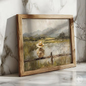 ヴィンテージ絵を描ダッキン素朴グのカモ池 ポスター