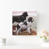 ヴィンテージ絵を描ニューファンドランズスクエアウォールクロック スクエア壁時計 (ホーム)