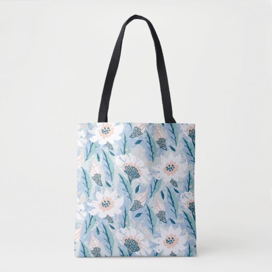 ヴィンテージ絵を描ハンドの花柄 トートバッグ (正面)