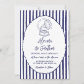 ヴィンテージ絵を描ハンドブルー結婚ズ 招待状 (正面)