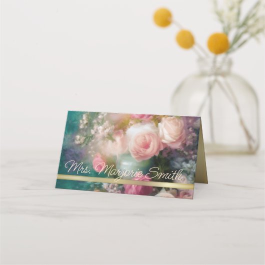 ヴィンテージ絵を描バライン旧オランダスタイル プレイスカード (正面)