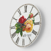ヴィンテージ絵を描バラパーソナライズされた ラージ壁時計 (傾斜)