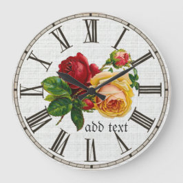 ヴィンテージ絵を描バラパーソナライズされた ラージ壁時計