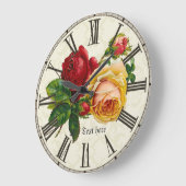 ヴィンテージ絵を描バラパーソナライズされた ラージ壁時計 (傾斜)