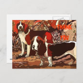 ヴィンテージ絵を描ビーグルサンキューハガキ ポストカード (正面/裏面)