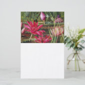 ヴィンテージ絵を描ピンクの花 便箋 (スタンド正面)