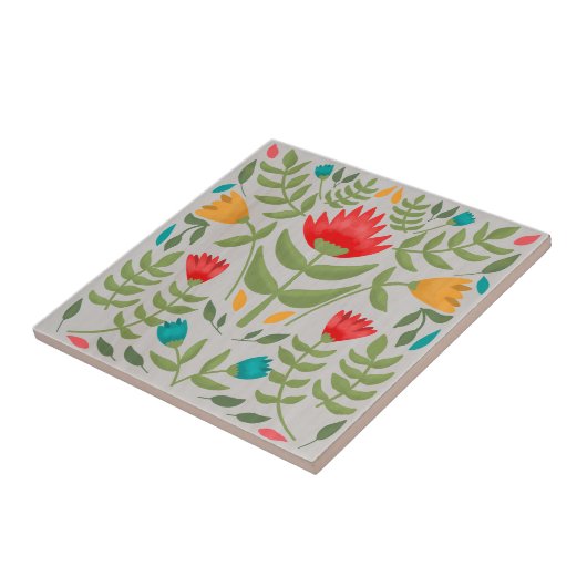 ヴィンテージ絵を描フローラ タイル (側面)