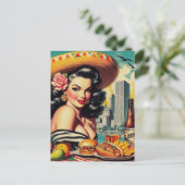 ヴィンテージ絵を描ラテンアメリカ系女性 ポストカード (スタンド正面)