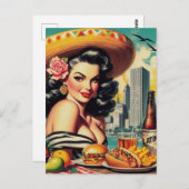 ヴィンテージ絵を描ラテンアメリカ系女性 ポストカード (正面/裏面)