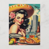 ヴィンテージ絵を描ラテンアメリカ系女性 ポストカード (正面)