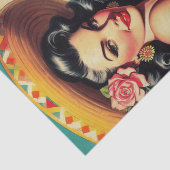 ヴィンテージ絵を描ラテンアメリカ系女性 薄葉紙 (詳細)