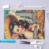 ヴィンテージ絵を描ラテンアメリカ系女性 薄葉紙 (クラフト)