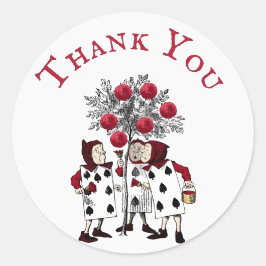 ヴィンテージ絵を描レッドのバラありがとう ラウンドシール (正面)
