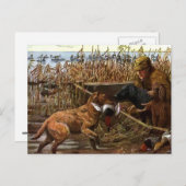 ヴィンテージ絵を描レトリバー&ハンター葉書 ポストカード (正面/裏面)