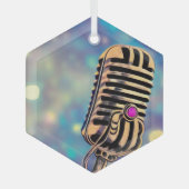 ヴィンテージ絵を描レトロマイク7 ガラスオーナメント (正面)