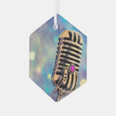 ヴィンテージ絵を描レトロマイク7 ガラスオーナメント (正面左)