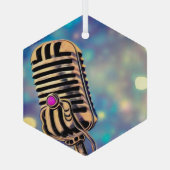 ヴィンテージ絵を描レトロマイク7 ガラスオーナメント (裏面)