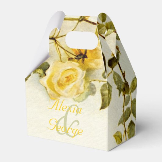 ヴィンテージ絵を描ロマンチックな黄色のバラ結婚の香り フェイバーボックス (正面サイド)