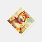 ヴィンテージ絵を描柴犬 スタンダードカクテルナプキン (角)