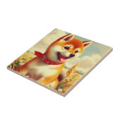 ヴィンテージ絵を描柴犬 タイル (側面)